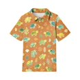 thumbnail image 4 of Domzest Girls Polo Shirt Short Sleeve Animal Print Casual Summer Top Kids Back To School Uniform Cotton Blend Button Down Collar Youth Tee Blouse Age 4-12 Elementary Fashion Outfit Saffron 5-6 Years, 4 of 5