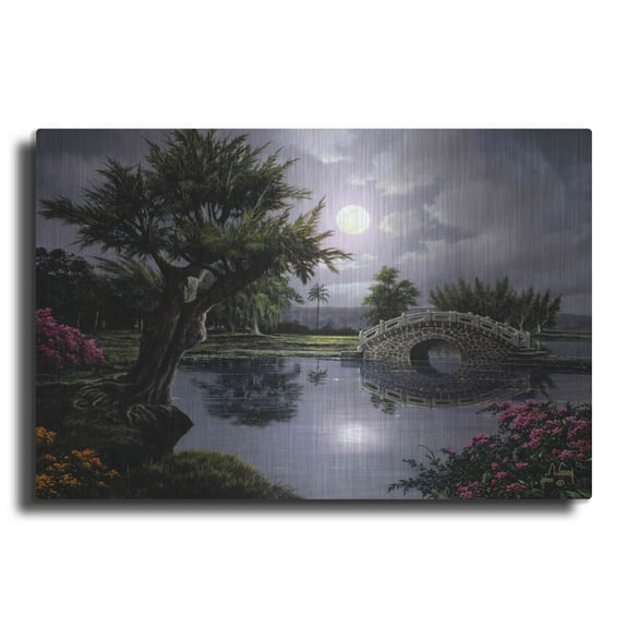 Luxe Metal Art 'Late Night Bridge' by Anthony Casay, Metal Wall Art, 16"x12"