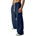 thumbnail image 2 of Jerdar Men's Textured Waist Sweatpants Drawstring Elastic Waist Wide-leg Pants, 2 of 7