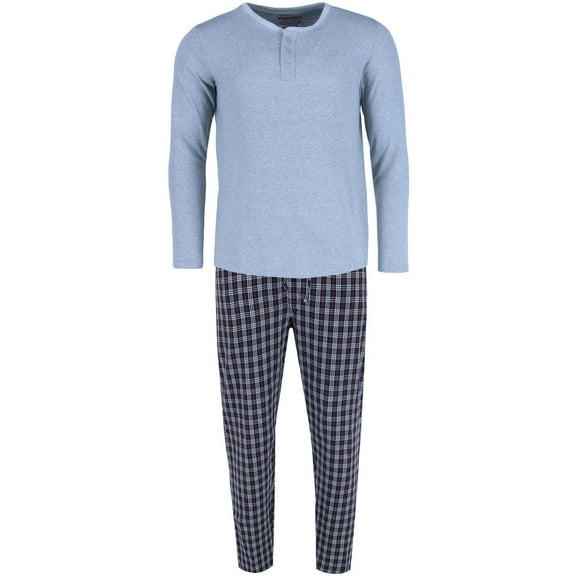 Ten West Apparel Long Sleeve Henley With Flannel Pant Lounge Set (Men)