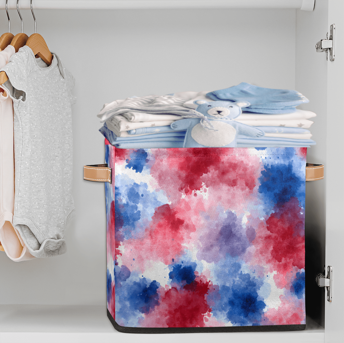CURLYOOT Tie Dye Themed Cube Storage Bin, 13 x 13 x 13 Storage Cube Bins for Organizing, Fabric Foldable Closet Baskets with Handles for Closet, Shelves, Clothes