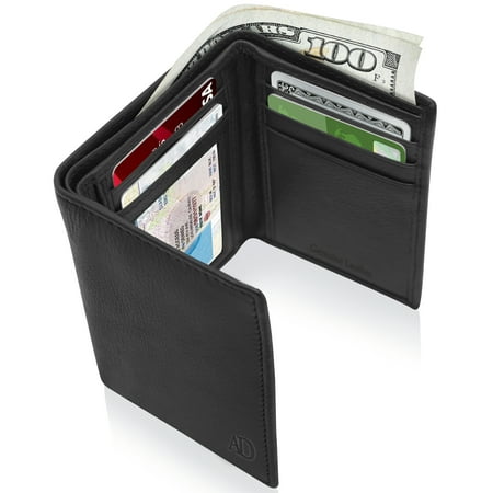 Trifold Wallets For Men RFID - Leather Slim Mens Wallet With ID Window Front Pocket Wallet Gifts For (Best Non Leather Wallets)