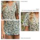 thumbnail image 5 of Blusa de encaje con cuello en V, blusa de guipur de corte informal de gasa de manga corta estampada, Top para mujer, citas, fondo amarillo, verde, floral, XXL, 5 of 6