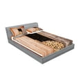 thumbnail image 2 of Ambesonne Rustic Fitted Sheet & Pillow Sham Set, Barn with Firewood Rural, Queen, Orange Brown, 2 of 2