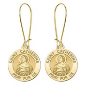 Saint Catherine of Alexandria Earrings - 15mm - 14K Yellow Gold