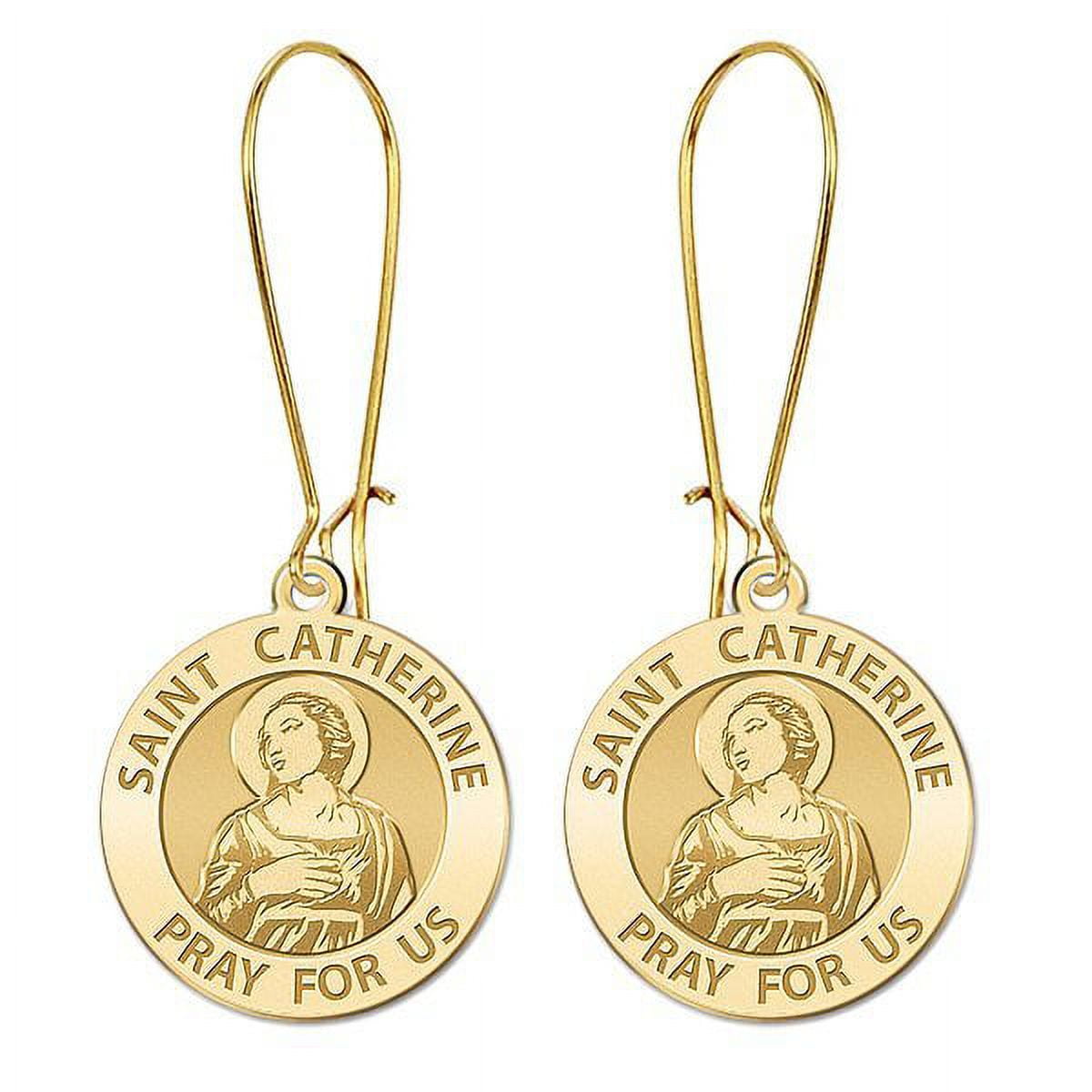 Saint Catherine of Alexandria Earrings - 15mm - 14K Yellow Gold