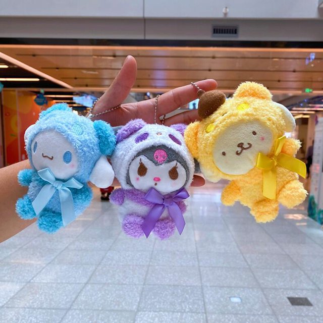 Juguete de peluche de dibujos animados Sanrio, colgante de muñeca de peluche suave, Kawali, Kuromi, Hello Kitty, My Melody, Cinnamoroll, regalo de Navidad para niños y niñas, 12cm
