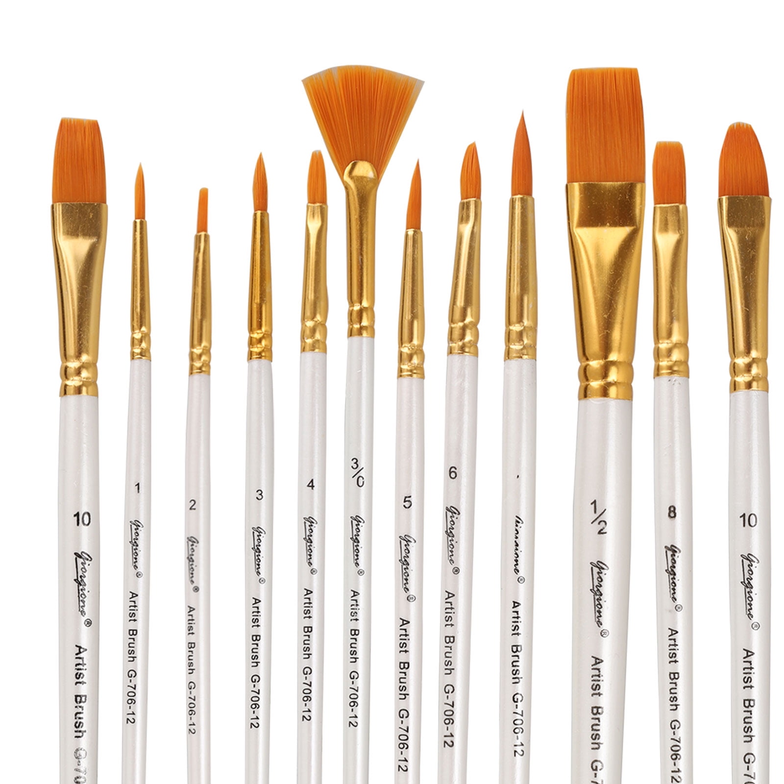 12pcs Professional Artist Paintbrush Set Round Pointed  Paint Brushes F1J6 