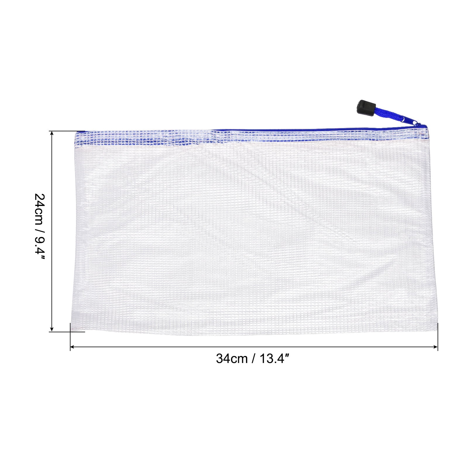 Unique Bargains Mesh Zipper Bag Plastic Zip File Pouch Document Folders Home Office Travel Navy Blue
