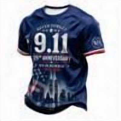 EANJE Mens 9/11 Never Forget V Neck T Shirt Patriotic Memorial Graphic Tee Short Sleeve Stretchy Casual Summer Top for Daily Wear and Gifts Dark Blue M