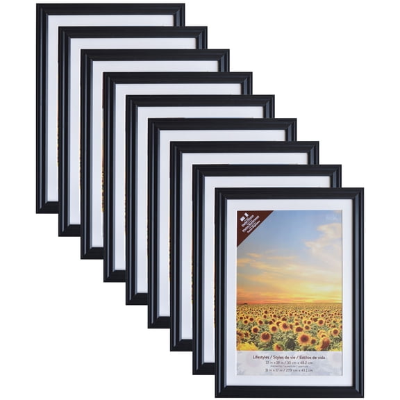 Studio Decor Black 11" x 17" Frame with Mat, Lifestyles, 9 Pack