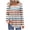Orange1, variant on Womens Color Block Tops Striped Long Sleeve V Neck Button Pleated Casaul Pullover Blouse Trendy Clothes