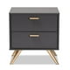 thumbnail image 4 of Mesita de noche Baxton Studio Kelson, 2 cajones, gris oscuro/madera dorada, 4 of 8