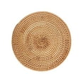thumbnail image 2 of Handwoven Rattan Placemats Set, Round Dining Table Mats, Natural Wood Color, Heat-Resistant & Non-Slip, 5 Sizes (3.14In to 7.87In Diameter) for Home Decor, 2 of 6