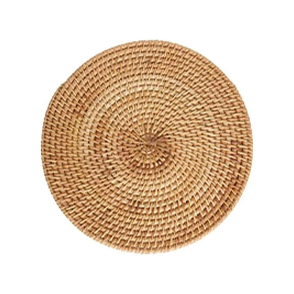 Handwoven Rattan Placemats, Round Natural Fiber Table Mats for Dining Decor, Heat Resistant and Non-Slip Tableware Protectors, Handcrafted Decorative Place Mats Set