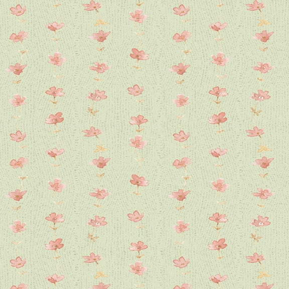 Daisy Days Green/Pink Floral Stripe
