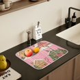thumbnail image 5 of Yayeee Dish Drying Mat for Kitchen Counter 16" x 18" Microfiber Super Absorbent Coffee Decorative Pad, Pink Christmas House, 5 of 9