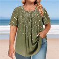 thumbnail image 2 of Cinvoph T-Shirts d'Été Grande Taille pour Femmes Col Rond Imprimé Manches Courtes Hauts Décontractés Blouses de Bureau Amples, 2 of 6