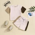 thumbnail image 2 of Toddler Boys 2 Piece Outfit Short Sleeve Boy Clothes Color Block Print Graphic T Shirt Shorts Elastic Waist Sets Casual BW2 2-3 Years, 2 of 8