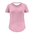 thumbnail image 6 of FRSASU Plus Size Summer T Shirts Women Tops Short Sleeve Round Neck Solid Casual Loose Fit Tee Tshirts Tunic Pink, 6 of 6