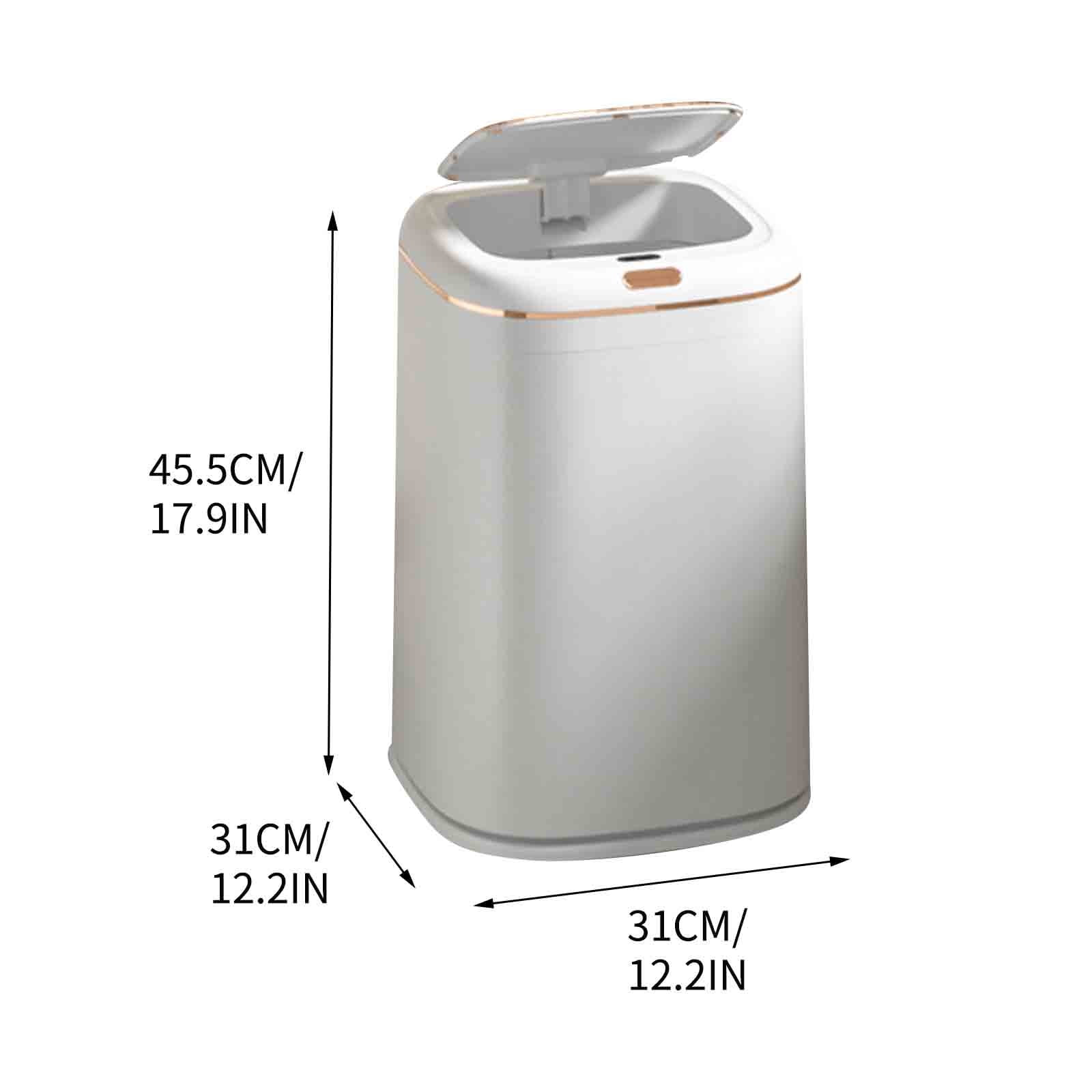 PHIGZNT Bathroom Trash Can with Lid, 9 Gallon Automatic Touchless Garbage Can, Smart Motion Sensor Small Trash Can, Slim Plastic Trash Bin for Bedroom, Office, Living Room, Kitchen White One Size