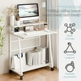 thumbnail image 5 of cbehtwi 80x50cm Small Rolling Computer Desk – 3-Tier Work Office Desk with Monitor Stand, Compact Writing Desk for Small Spaces/Students, 5 of 8