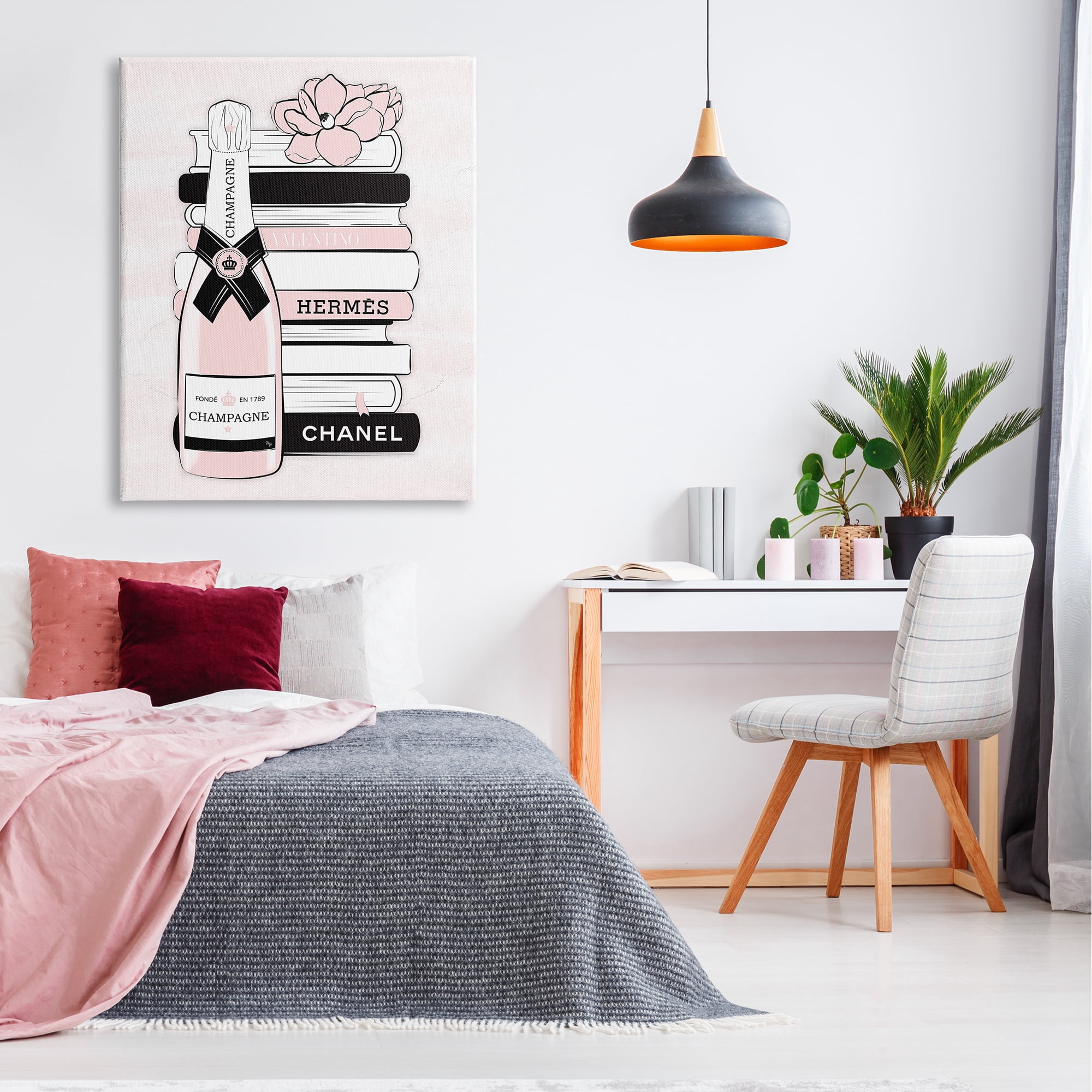 Stupell Industries Pastel Stacked Books Champagne Polished Glam Emblem Graphic Art Gallery Wrapped Canvas Print Wall Art, Design by Martina Pavlova