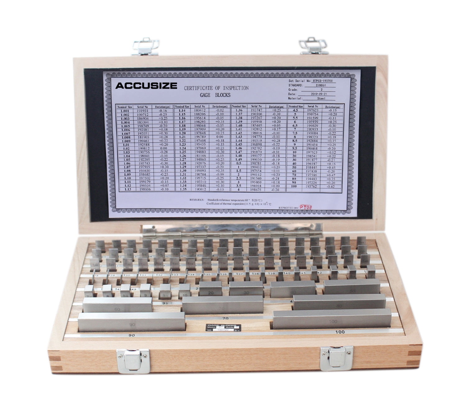 Accusize 87 Pc Metric Gage Block Set, Grade 2, DIN861 Germany Standard