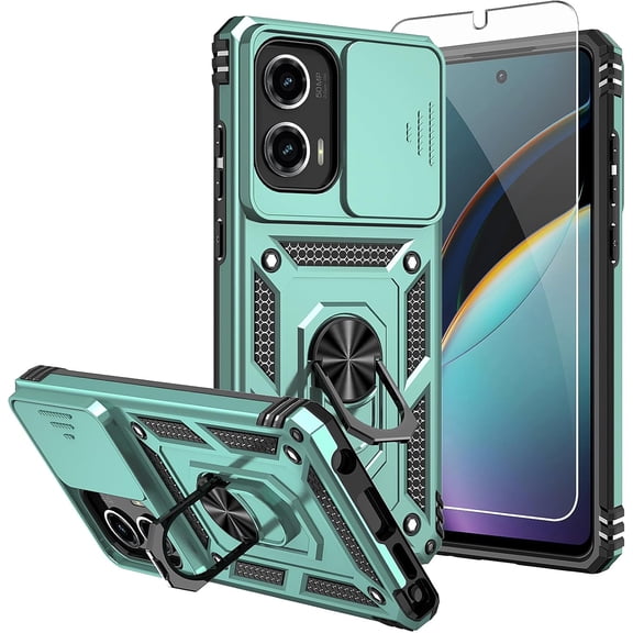 HCTian for Moto G Stylus 5G 2024 Case,with Screen Protectors and Camera Cover,16ft.Drop Tested Cover with Kickstand Protective Case for Moto G Stylus 5G 2024