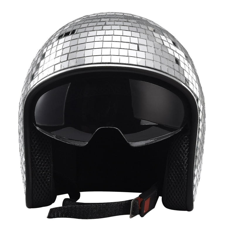 disco motorcycle helmet Disco Ball Helmet With Retractable Visor Disco Ball Helmet With Retractable  Visor (silver)