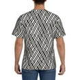 thumbnail image 3 of Bixox Men's Black White Stripes Printed Short Sleeve Skinny Athletic T-Shirt, 3 of 6