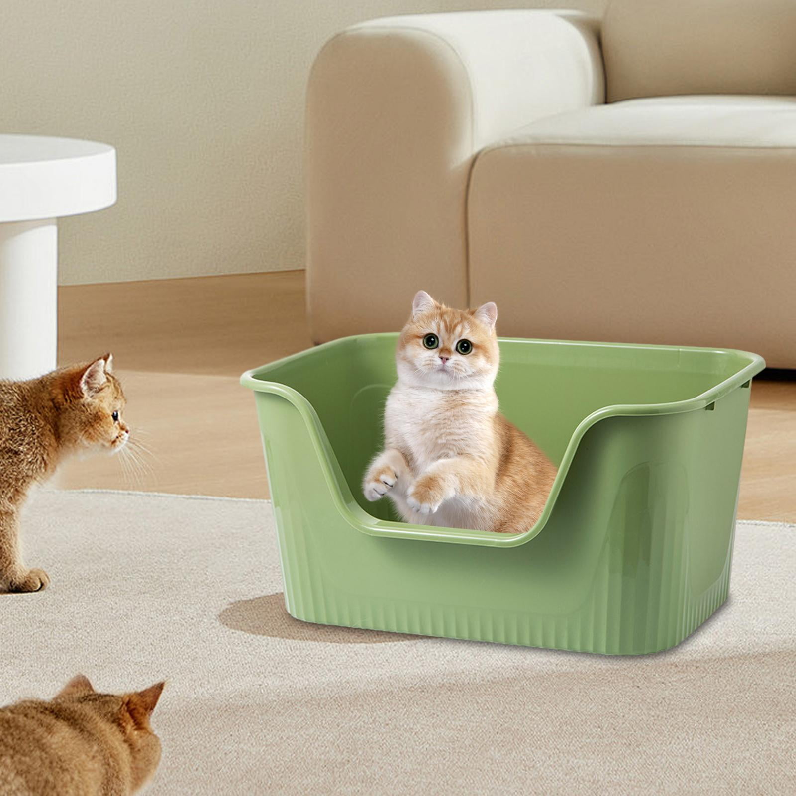 YWMJZEU Open Cats Litter Box Easy Access Cat Litter Container Pet Supplies Easy Cleaning Green S