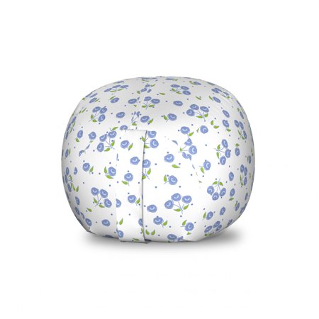 Floral Storage Toy Bag Chair  Vintage Rose Flowers Bouquets Spring Season Theme Dots Green Leaves  Stuffed Animal Organizer Washable Bag  Large Size  Violet Blue Green White  by Ambesonne