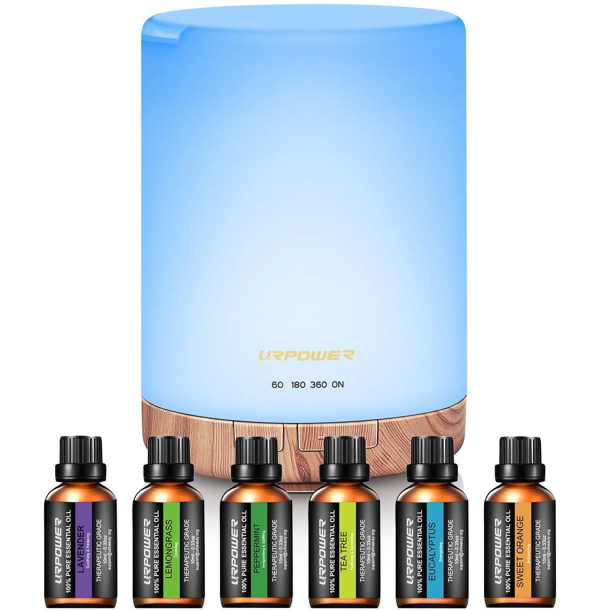 URPOWER 300ml Essential Oil Diffuser with 6 Bottles 10ml Most Popular