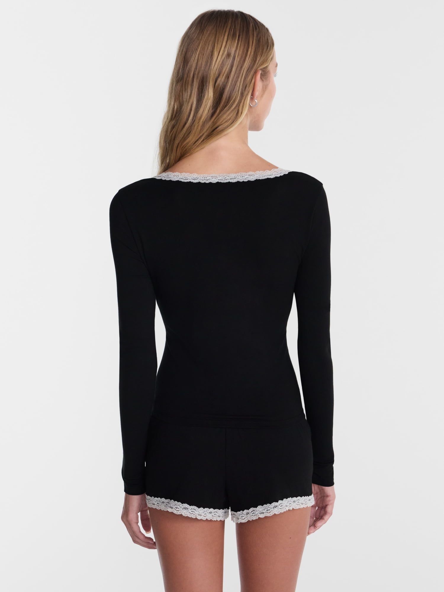 No Boundaries Sleep Lace Top with Long Sleeves, Women’s XXS-3X
