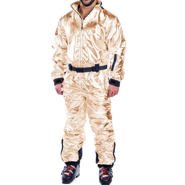 Langwyqu Men Casual Waterproof One Piece Jumpsuit Winter Snowsuit