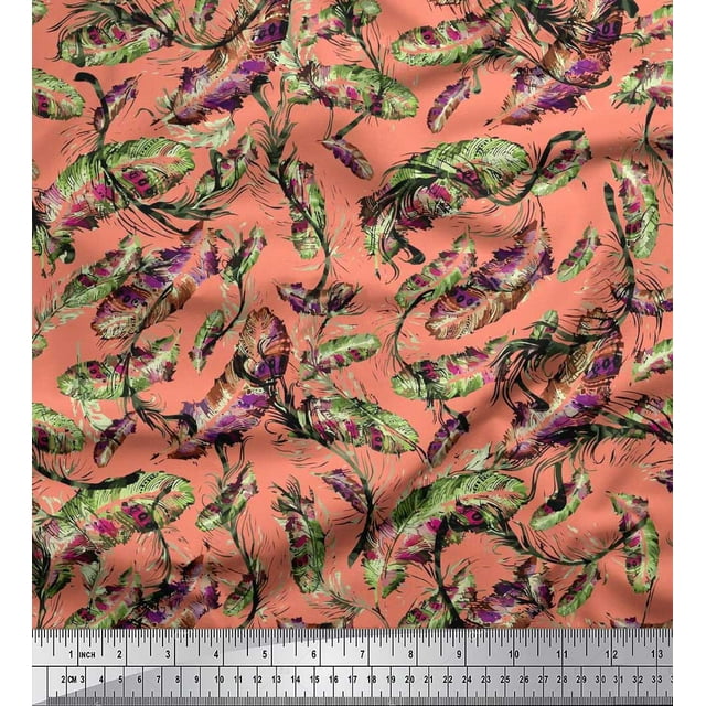 Soimoi Cotton Poplin Fabric Leaves & Texture Print Fabric by Yard 42 Inch Wide