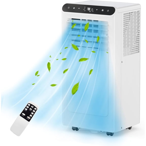 Bingirl |8126|Compact 10000 BTU Portable Air Conditioner: 3-in-1 Cooling Fan & Dehumidifier for 450 Sq Ft - Quiet AC with Remote Control & Timer - Ideal for Bedroom & Office|