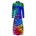 thumbnail image 6 of 2024 Tiger Stripes Chiffon Dress Abstract Line Print Retro Dresses Female Long Sleeve Street Fashion V Neck Oversized Casual Dress, 6 of 7