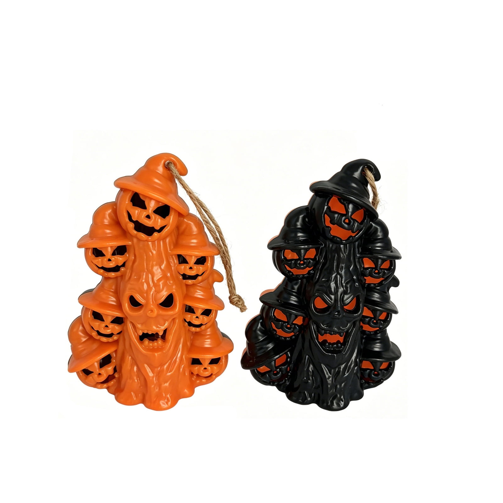 Halloween Decorations 12pcs Resin Pumpkin Hanging Ornaments with LED Flameless Candles Spooky Home Decor for Party Yard Tree Fall Seasonal Gifts 1Pack B