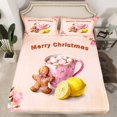 thumbnail image 2 of Manfei Christmas Gingerbread Man Queen Sets,Coffee Lemon Flat Sheets,Retro Flower Floral Fitted Sheet For Kids,Microfiber Bedroom Decor,4pcs, 2 of 7