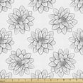 thumbnail image 1 of Floral Fabric by the Yard, Monochrome Illustration of Top View Lily Flowers Hand Drawn Like Sketches, Upholstery Fabric for Dining Chairs Home Decor Accents, Dark Grey and White by Ambesonne, 1 of 5