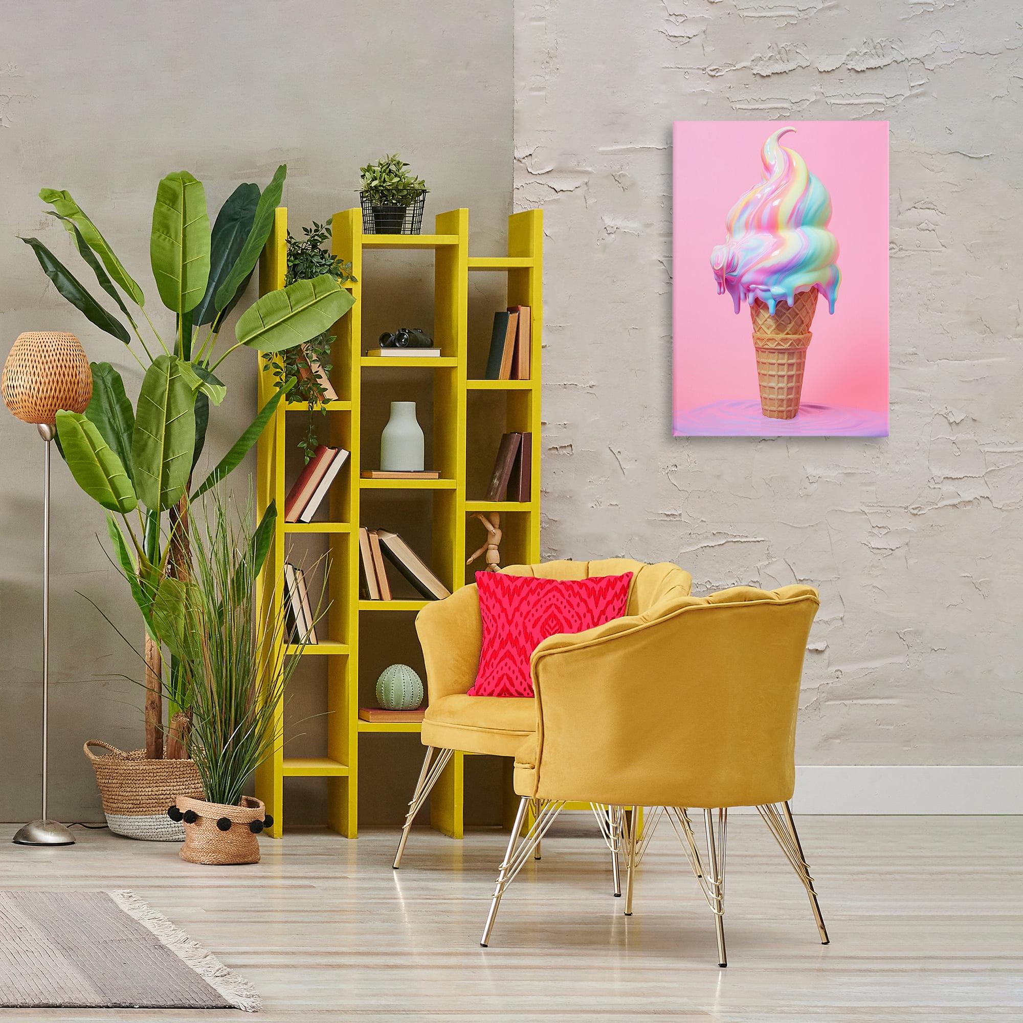 Stupell Industries Dripping Pastel Ice Cream Food & Beverage Painting Wrapped Canvas Art Print Wall Art, 20 x 30