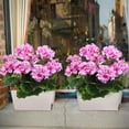 thumbnail image 4 of Morttic 2 Pcs Artificial Red Geranium Bush Faux Flowers Geraniums Silk Flowers Outdoor Plant Bush Red Geraniums for Floral Home Decor Indoor Garden Patio Grave Cemetary Vase Table Centerpiece, 4 of 7