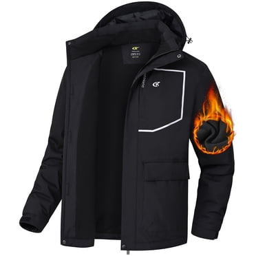 Men's Waterproof Ski Jackets Winter Coats Snow Jacket Adjustable Fleece Windbreaker Windproof Outdoor RainJackets Black L