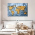 thumbnail image 2 of Elephant Stock Azure World Map Wall Art - Horizontal Canvas Wall Art - Living Room Wall Decor - Map Canvas - Blue And Gold Decor - 45" x 30", 2 of 8