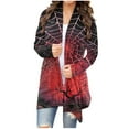 thumbnail image 2 of SOOMLON Halloween Clothes for Women Cardigans Open-Front Long Sleeve Shirts for Women Hoodless Halloween Ghost Print Casual Shirt Jacket Cardigans Wine S, 2 of 7