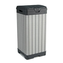 Keter Rockford 38 Gallon Resin Outdoor Kitchen Trash Can Duotech Garbage Can, Gray