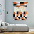 thumbnail image 6 of Orange Gray Kitchen Curtains Valances and Tiers Set of 3 Black Geometric Abstract Color Block Plaid Tier Curtains and Valance with Rod Pocket for Small Windows, 27.5"x36", 6 of 9