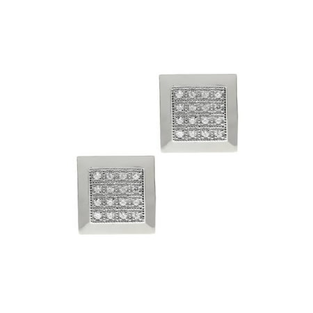 Sterling Silver Handset CZ Micropave High Quality Cufflinks Rhodium Plating